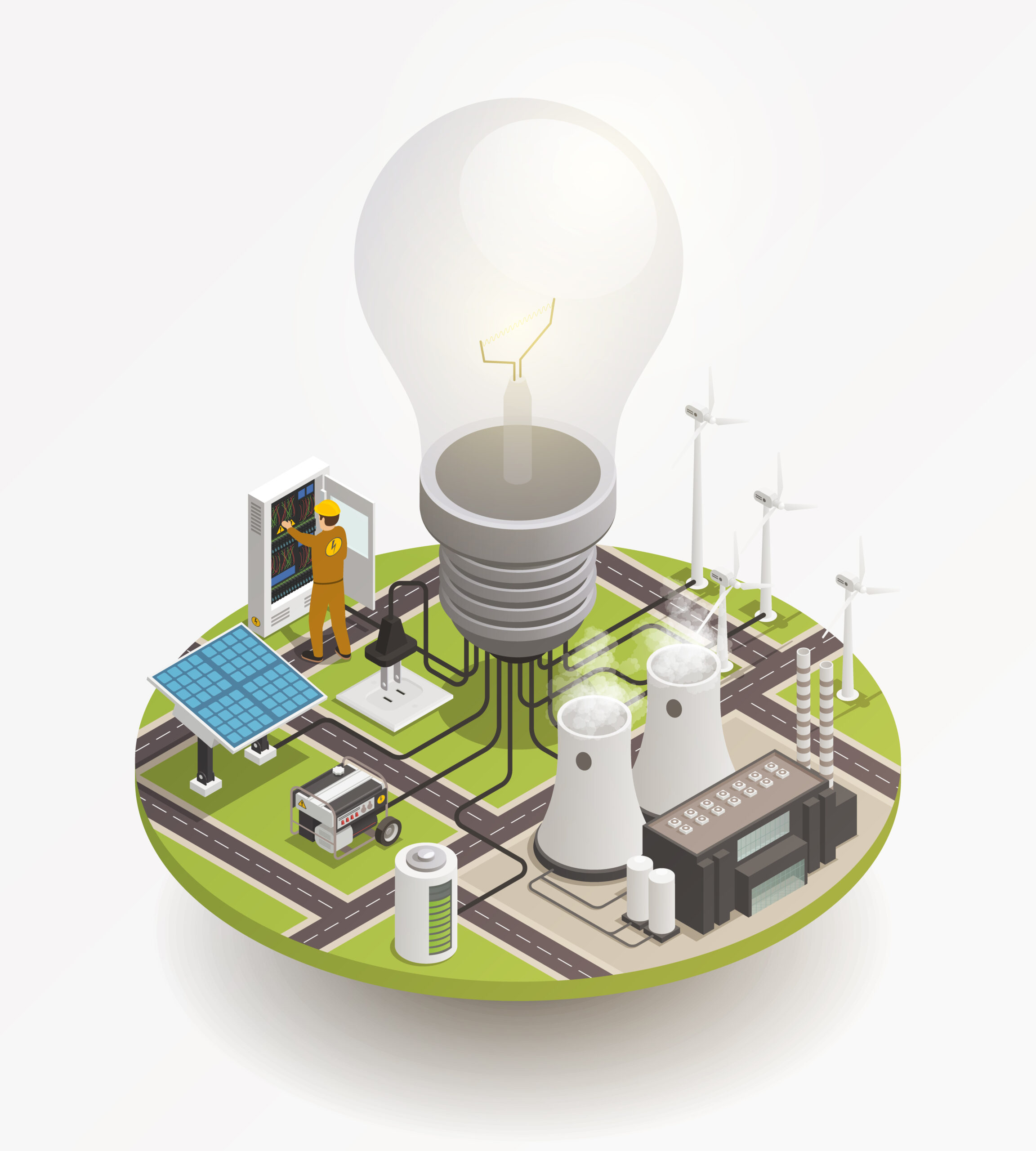 Electric Power Isometric Composition Icon